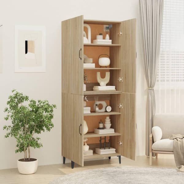 vidaXL Highboard sonoma eik 70x34x180 cm konstruert tre