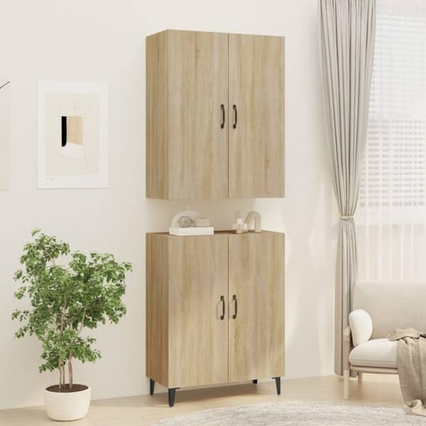 vidaXL Highboard sonoma eik 70x34x180 cm konstruert tre