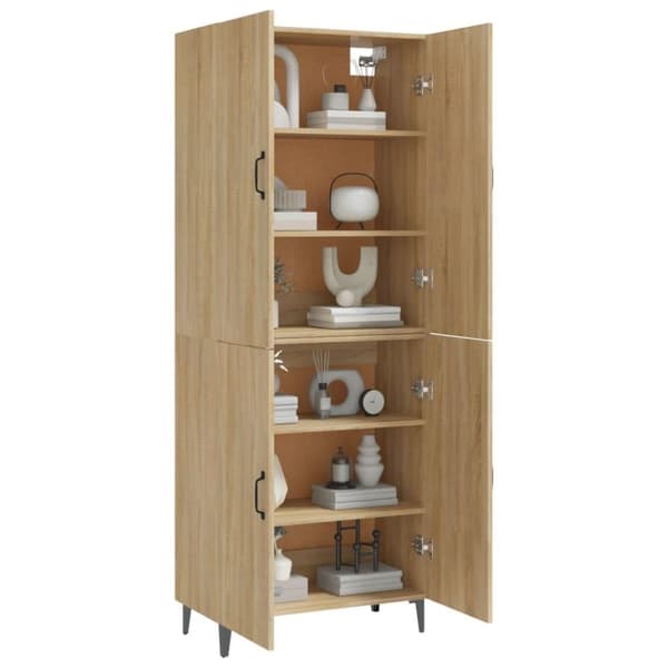 vidaXL Highboard sonoma eik 70x34x180 cm konstruert tre