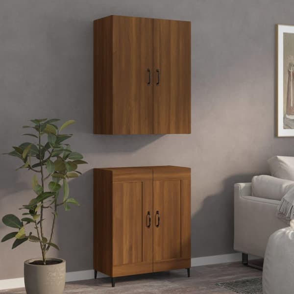vidaXL Highboard brun eik 70x34x180 cm konstruert tre