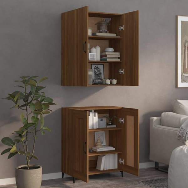 vidaXL Highboard brun eik 70x34x180 cm konstruert tre