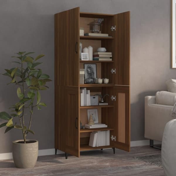 vidaXL Highboard brun eik 70x34x180 cm konstruert tre