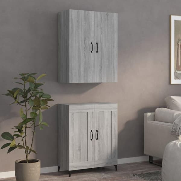 vidaXL Highboard grå sonoma 70x34x180 cm konstruert tre
