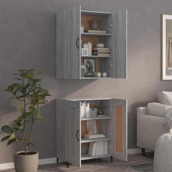 vidaXL Highboard grå sonoma 70x34x180 cm konstruert tre