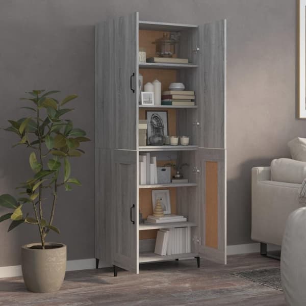 vidaXL Highboard grå sonoma 70x34x180 cm konstruert tre