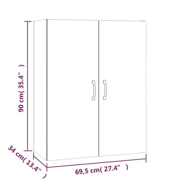 vidaXL Högskåp svart 69,5x34x180 cm konstruerat trä