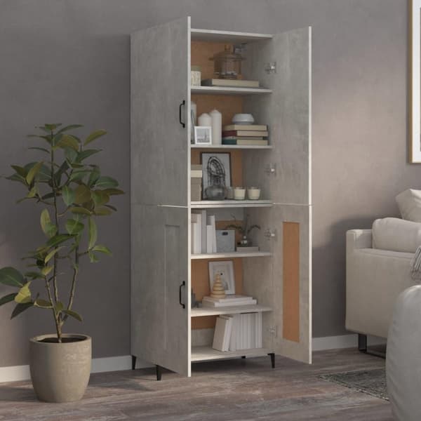 vidaXL Highboard betonggrå 70x34x180 cm konstruert tre