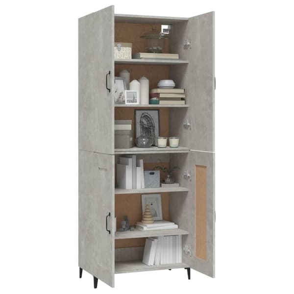 vidaXL Highboard betonggrå 70x34x180 cm konstruert tre