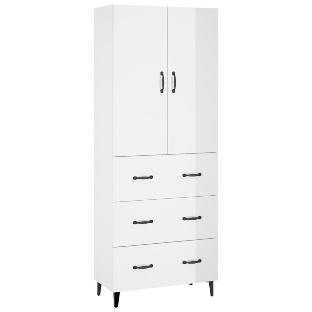 vidaXL Högskåp högglans vit 69,5x34x180 cm konstruerat trä