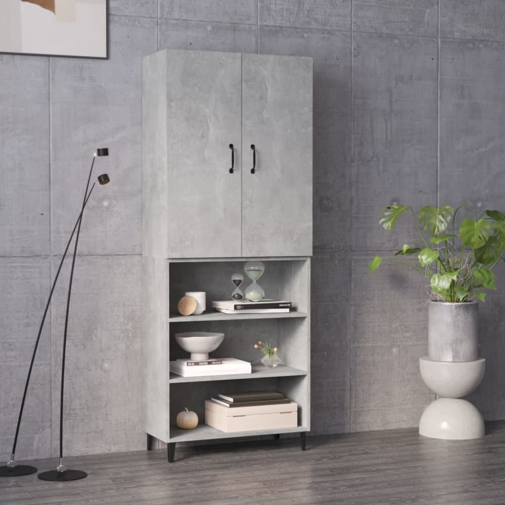vidaXL Högskåp betonggrå 69,5x32,5x180 cm konstruerat trä