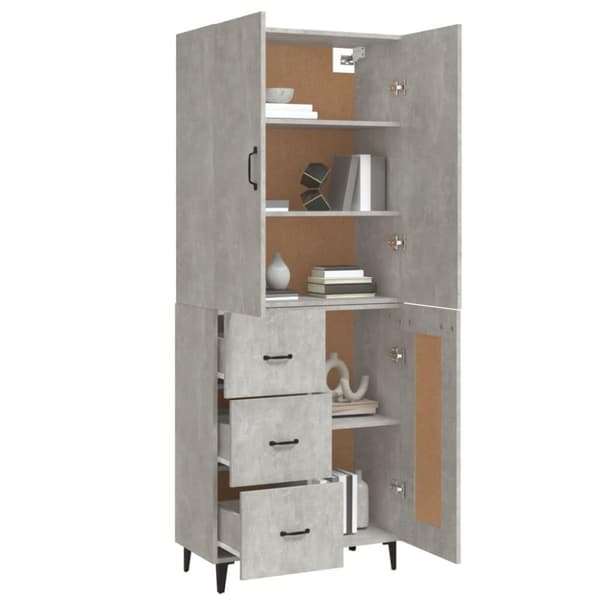 vidaXL Highboard betonggrå 69,5x34x180 cm konstruert tre