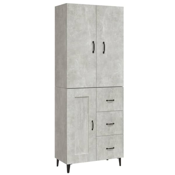 vidaXL Highboard betonggrå 69,5x34x180 cm konstruert tre