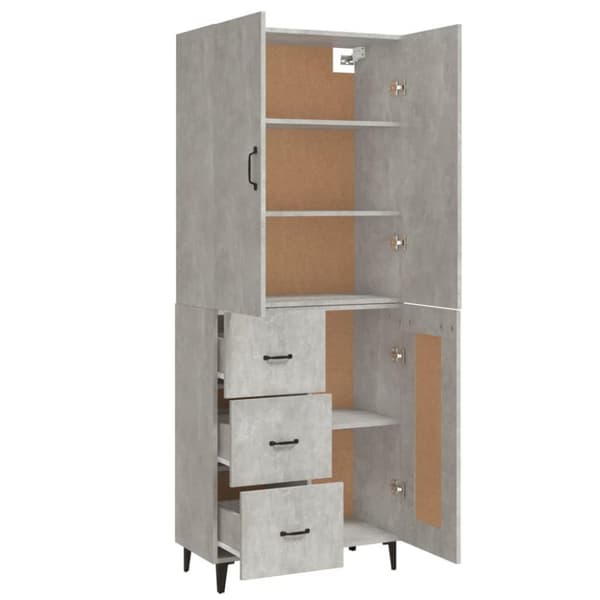 vidaXL Highboard betonggrå 69,5x34x180 cm konstruert tre