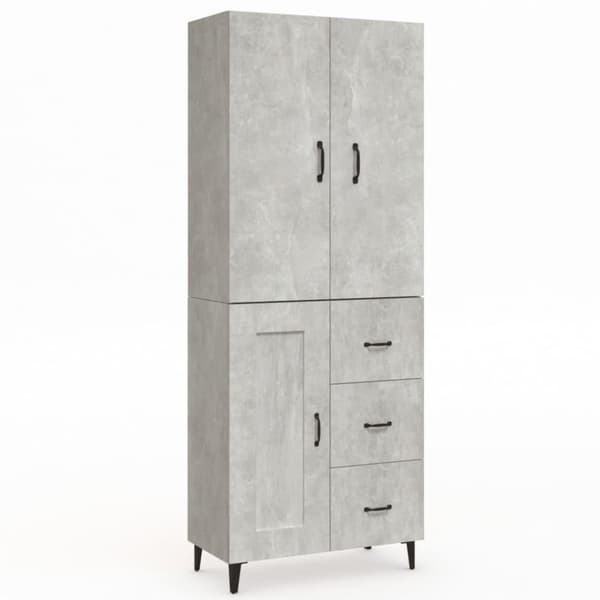vidaXL Highboard betonggrå 69,5x34x180 cm konstruert tre