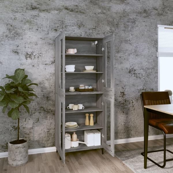 vidaXL Highboard grå sonoma 69,5x34x180 cm konstruert tre