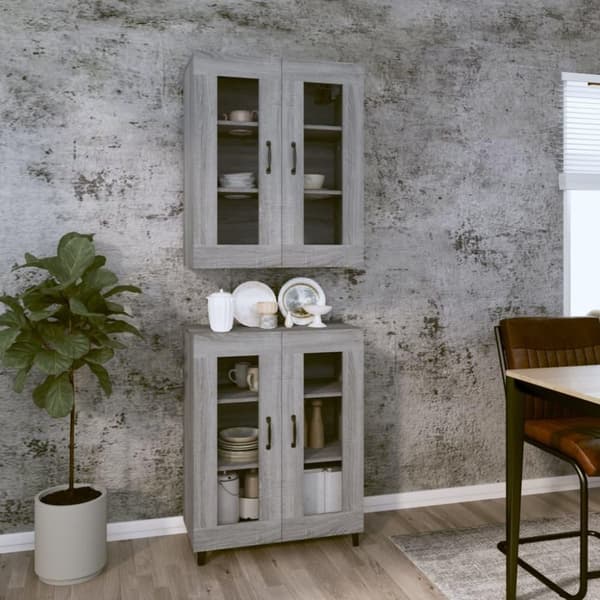 vidaXL Highboard grå sonoma 69,5x34x180 cm konstruert tre