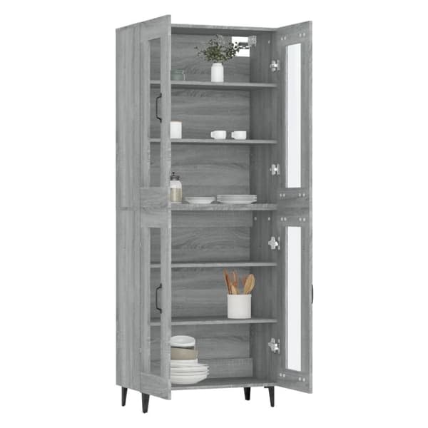vidaXL Highboard grå sonoma 69,5x34x180 cm konstruert tre