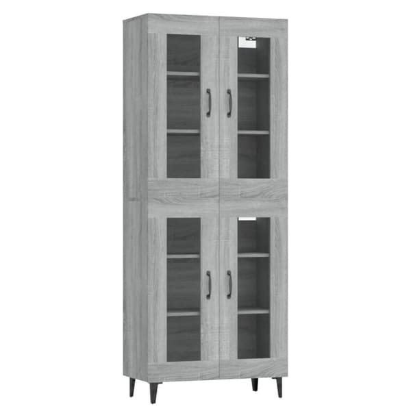 vidaXL Highboard grå sonoma 69,5x34x180 cm konstruert tre