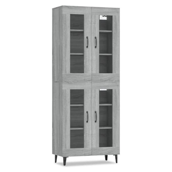 vidaXL Highboard grå sonoma 69,5x34x180 cm konstruert tre