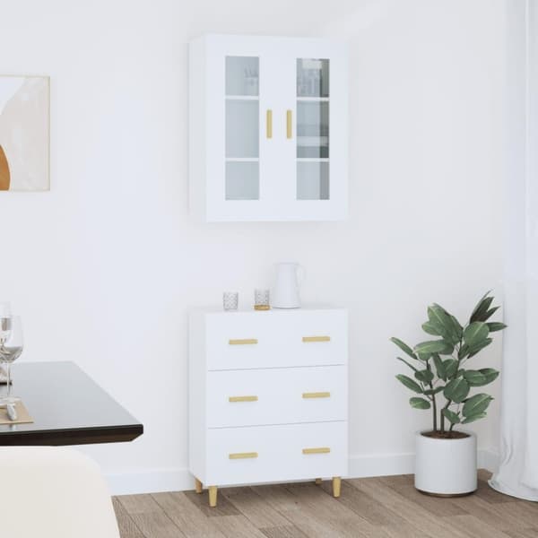 vidaXL Highboard hvit 69,5x34x180 cm konstruert tre