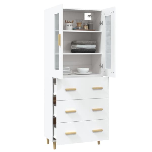 vidaXL Highboard hvit 69,5x34x180 cm konstruert tre