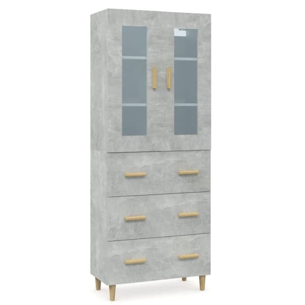 vidaXL Högskåp betonggrå 69,5x34x180 cm konstruerat trä