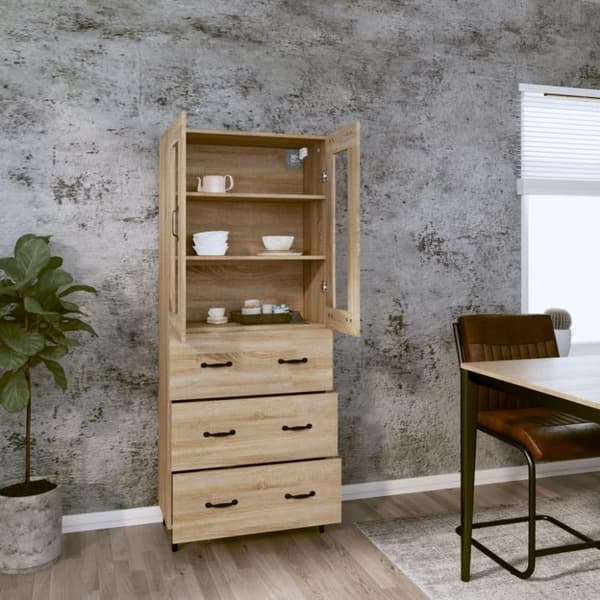 vidaXL Highboard sonoma eik 69,5x34x180 cm konstruert tre