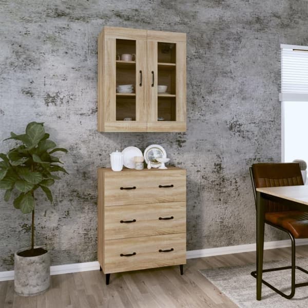 vidaXL Highboard sonoma eik 69,5x34x180 cm konstruert tre