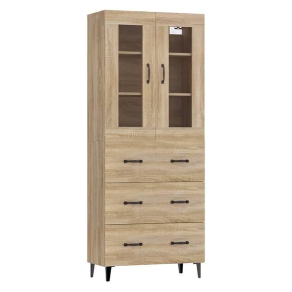vidaXL Highboard sonoma eik 69,5x34x180 cm konstruert tre