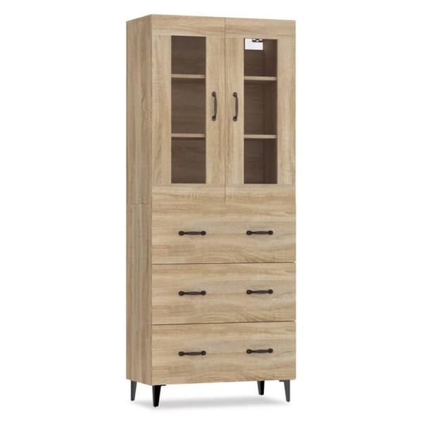 vidaXL Highboard sonoma eik 69,5x34x180 cm konstruert tre