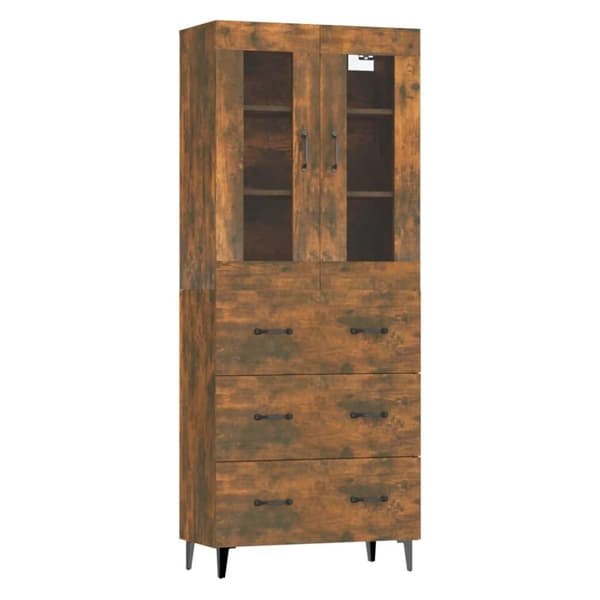 vidaXL Highboard røkt eik 69,5x34x180 cm konstruert tre