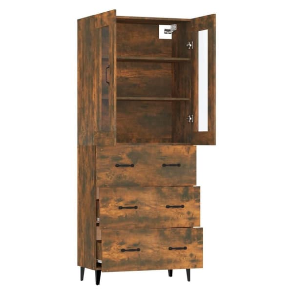vidaXL Highboard røkt eik 69,5x34x180 cm konstruert tre