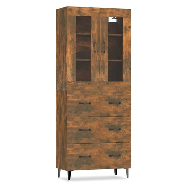 vidaXL Highboard røkt eik 69,5x34x180 cm konstruert tre