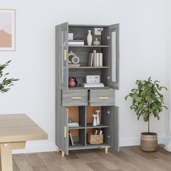 vidaXL Highboard grå sonoma 69,5x34x180 cm konstruert tre