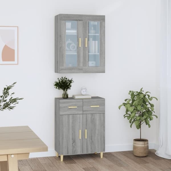 vidaXL Highboard grå sonoma 69,5x34x180 cm konstruert tre
