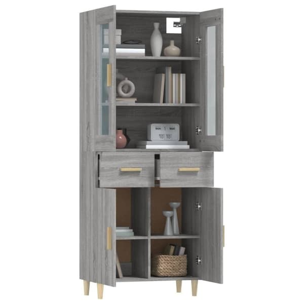 vidaXL Highboard grå sonoma 69,5x34x180 cm konstruert tre