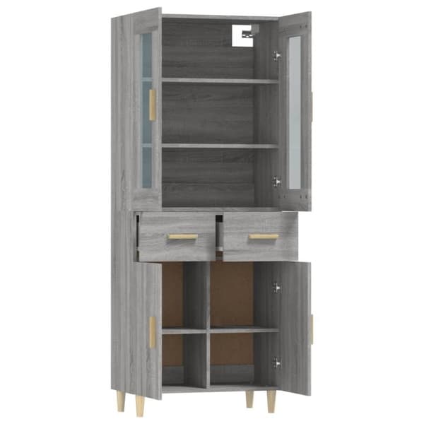 vidaXL Highboard grå sonoma 69,5x34x180 cm konstruert tre
