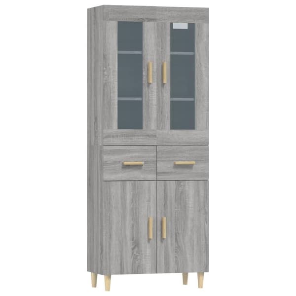 vidaXL Highboard grå sonoma 69,5x34x180 cm konstruert tre
