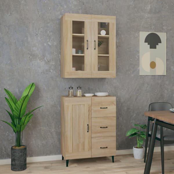 vidaXL Highboard sonoma eik 69,5x34x180 cm konstruert tre
