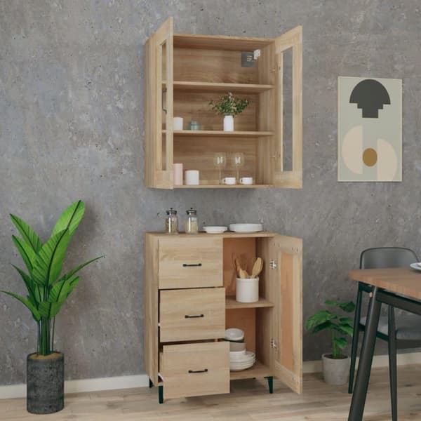 vidaXL Highboard sonoma eik 69,5x34x180 cm konstruert tre