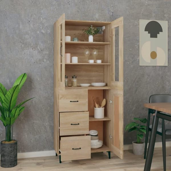 vidaXL Highboard sonoma eik 69,5x34x180 cm konstruert tre