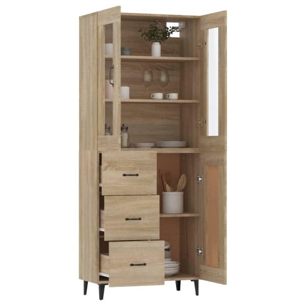 vidaXL Highboard sonoma eik 69,5x34x180 cm konstruert tre