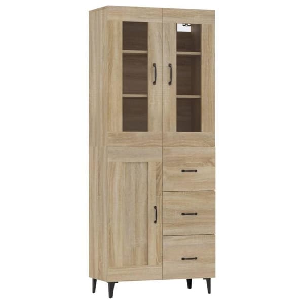 vidaXL Highboard sonoma eik 69,5x34x180 cm konstruert tre