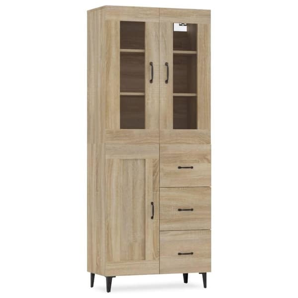 vidaXL Highboard sonoma eik 69,5x34x180 cm konstruert tre