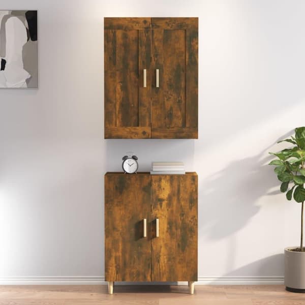 vidaXL Highboard røkt eik 70x34x180 cm konstruert tre