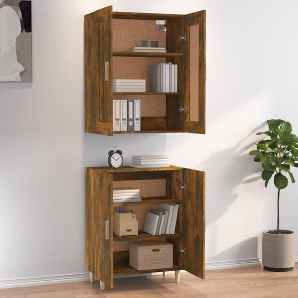 vidaXL Highboard røkt eik 70x34x180 cm konstruert tre