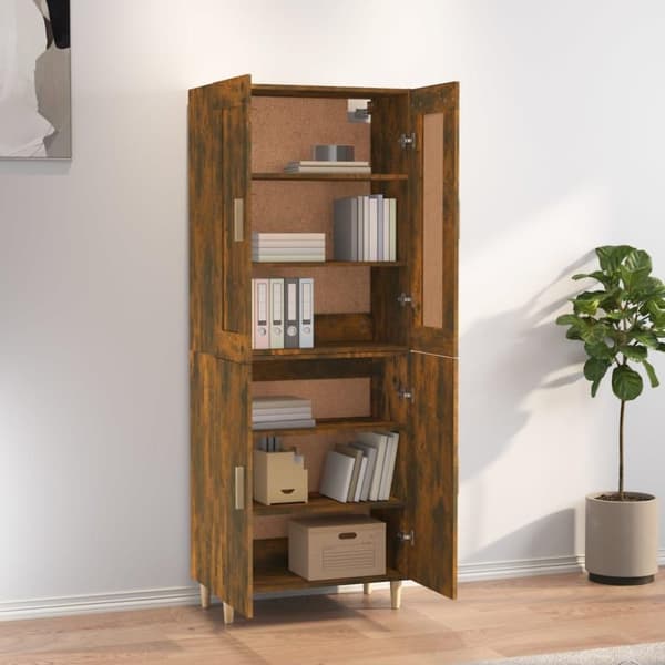 vidaXL Highboard røkt eik 70x34x180 cm konstruert tre