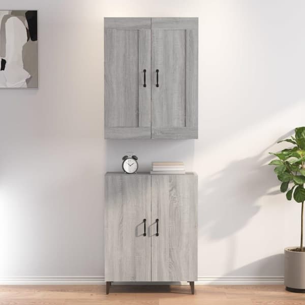 vidaXL Highboard grå sonoma 70x34x180 cm konstruert tre
