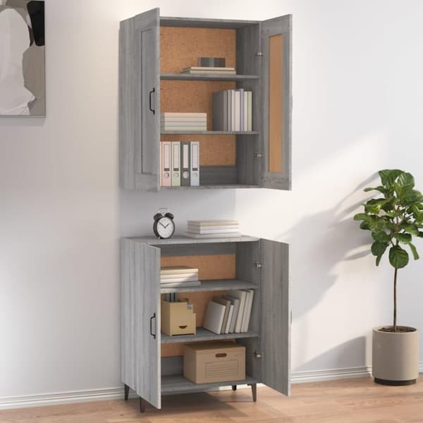 vidaXL Highboard grå sonoma 70x34x180 cm konstruert tre