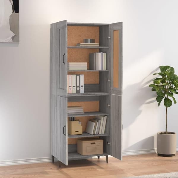 vidaXL Highboard grå sonoma 70x34x180 cm konstruert tre